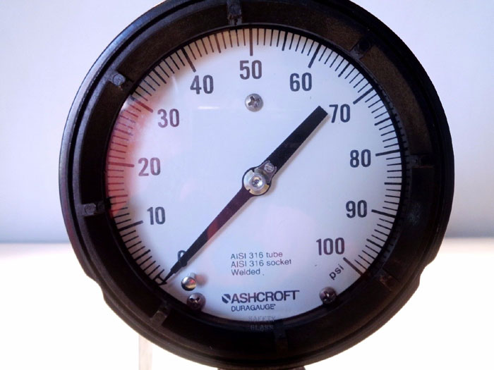 ASHCROFT DURAGAUGE 4-1/2", MODEL#: 45-1279-SS-04L-100# W/ DIAPHRAGM 200 -OR- 202