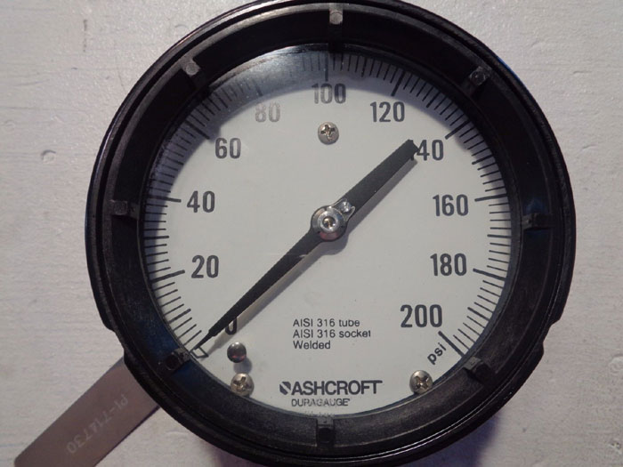 ASHCROFT DURAGAUGE 4-1/2" MODEL#: 45-1279-SS-04L-100# OR 160# OR 200#