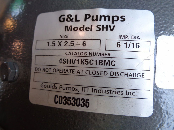 G & L SHV SERIES VERTICAL IMMERSION PUMP, #4SHV1K5C1BMC, W/ MARINE DUTY MOTOR