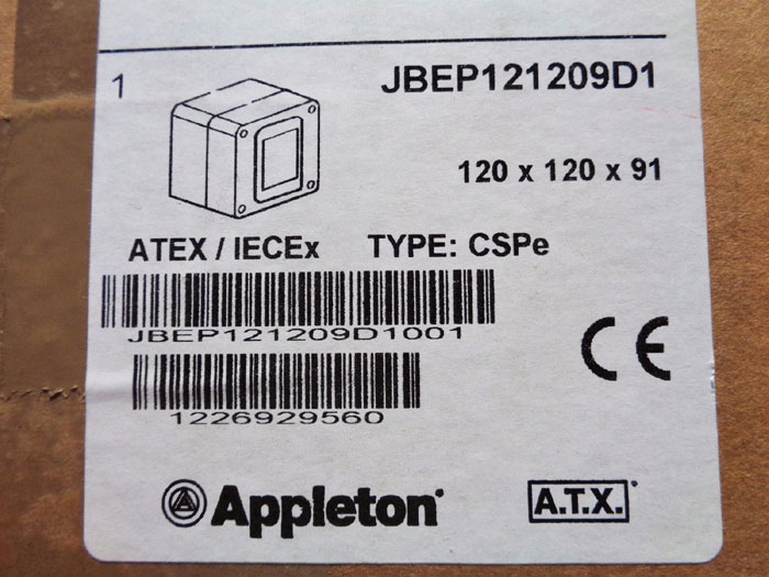 LOT OF (2) EMERSON APPLETON POLYESTER JUNCTION BOX JBEP121209D1