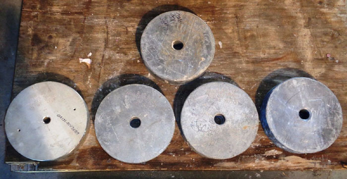 LOT OF (5) ROUNDED WEIGHTS - LEAD & STAINLESS, #AXCS51620API, #F8546H