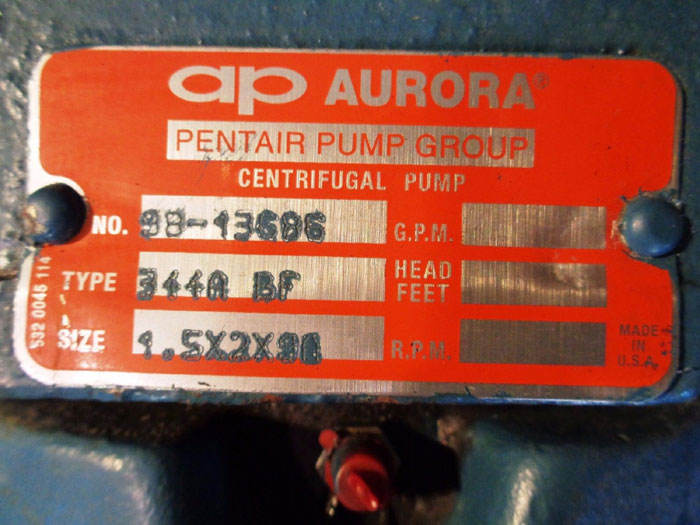 AP AURORA 340 SERIES END SUCTION CENTRIFUGAL PUMP #98-13686, TYPE: 344A BF