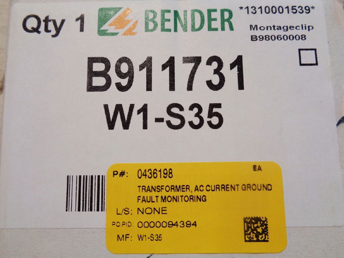 Lot of (3) Bender W1-S35 Current Transformer 