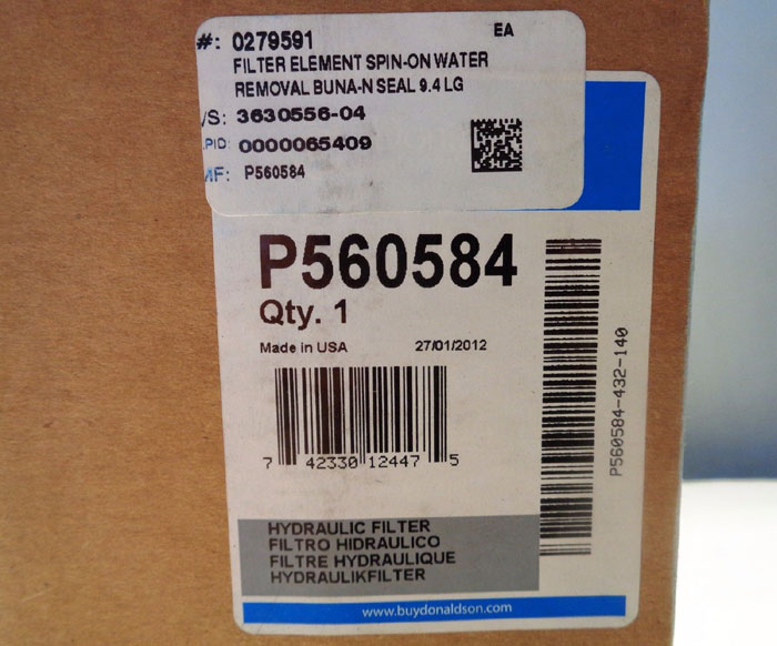 LOT OF (4) DONALDSON HYDRAULIC FILTERS #P164166, #P167590, #P176566, #P560584