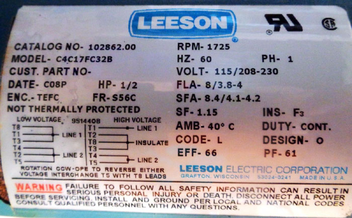 NEPTUNE PROPORTIONING PUMP 562-S-N3-T-FA-1 W/ LEESON MOTOR C4C17FC32B, #10286200