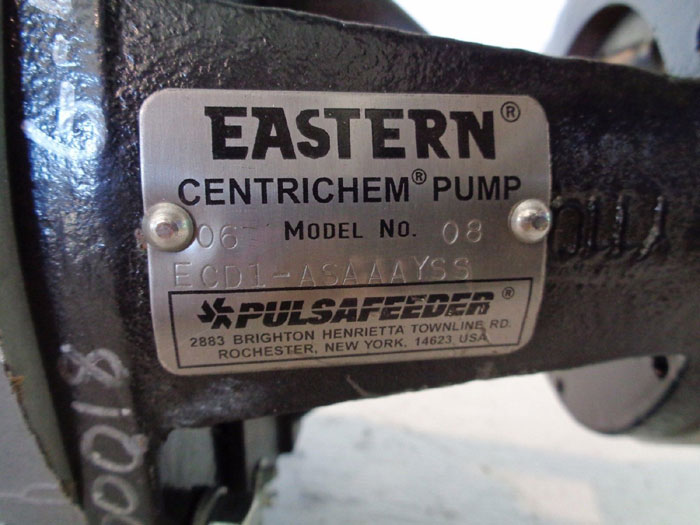 PULSAFEEDER EASTERN CENTRICHEM PUMP, MODEL#: 08 ECD1-ASAAAYSS W/ BALDOR MOTOR