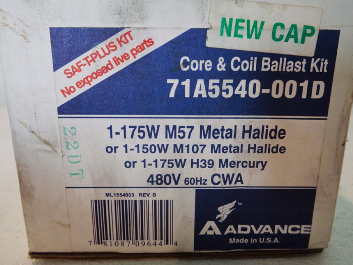 LOT OF (5) ADVANCE CORE & COIL BALLAST KIT 71A5540-001D