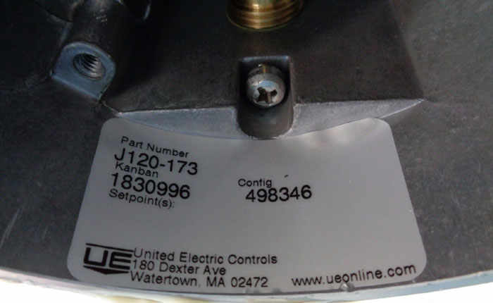 UNITED ELECTRIC PRESSURE SWITCH J120-173