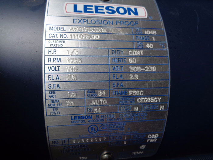 NEPTUNE PROPORTIONING PUMP, MODEL#: 537-S-N3-EX1, W/ LEESON MOTOR