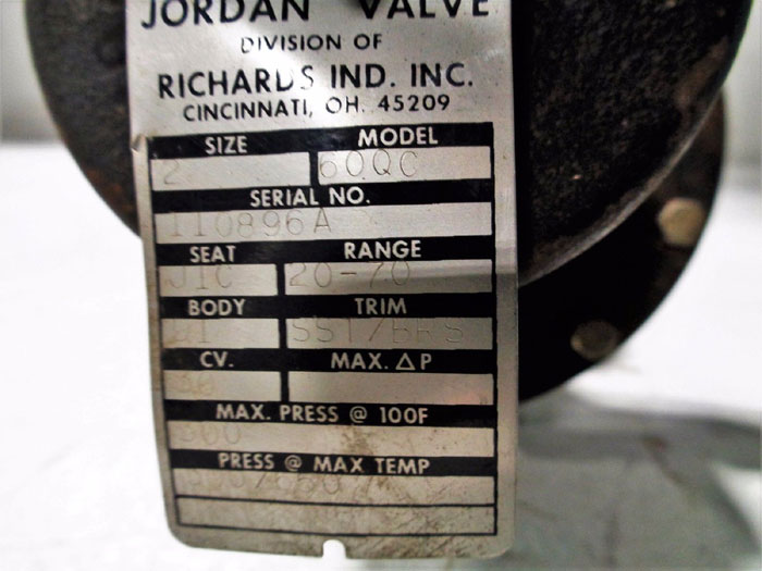 JORDAN SLIDING GATE PRESSURE REGULATOR 2" MODEL 60QC