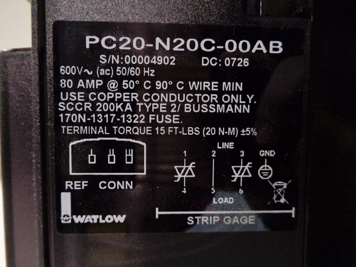WATLOW TEXAS SYSTEMS & CONTROLS SCR POWER CONTROLLER PC20-N20C-00AB