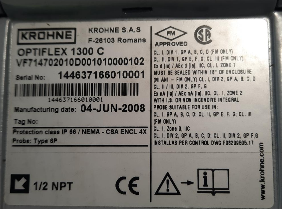 NEW KROHNE OPTIFLEX 1300 C GUIDED RADAR LEVEL METER