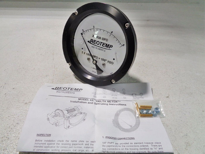 REOTEMP MODEL 42 DELTA METER - DIFFERENTIAL PRESSURE GAUGE