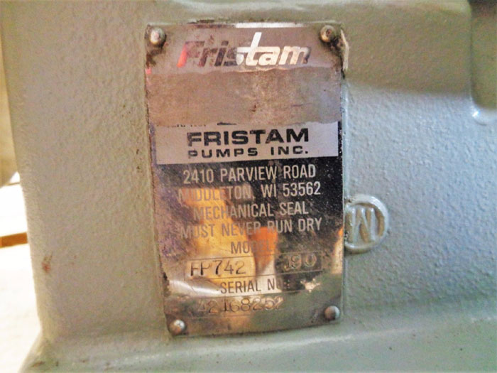 FRISTAM SANITARY CENTRIFUGAL PUMP FP742 190 W/ BALDOR WASHDOWN DUTY MOTOR 15 HP
