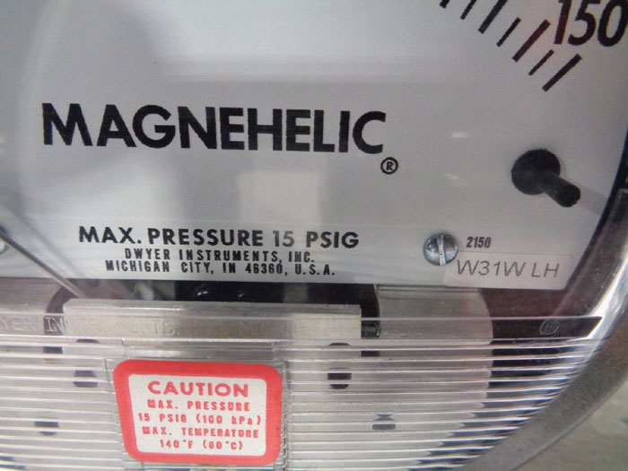 DWYER MAGNEHELIC PRESSURE GAGES 2005C, 2050, 2020C, 2150 & 2080C - LOT OF (5)