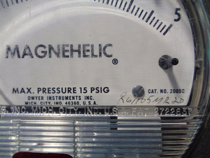 DWYER MAGNEHELIC PRESSURE GAGES 2005C, 2050, 2020C, 2150 & 2080C - LOT OF (5)