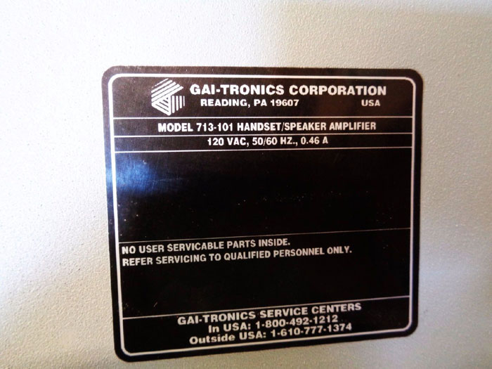 GAI-TRONICS PAGE/PARTY SYSTEM AMPLIFIER 713-101