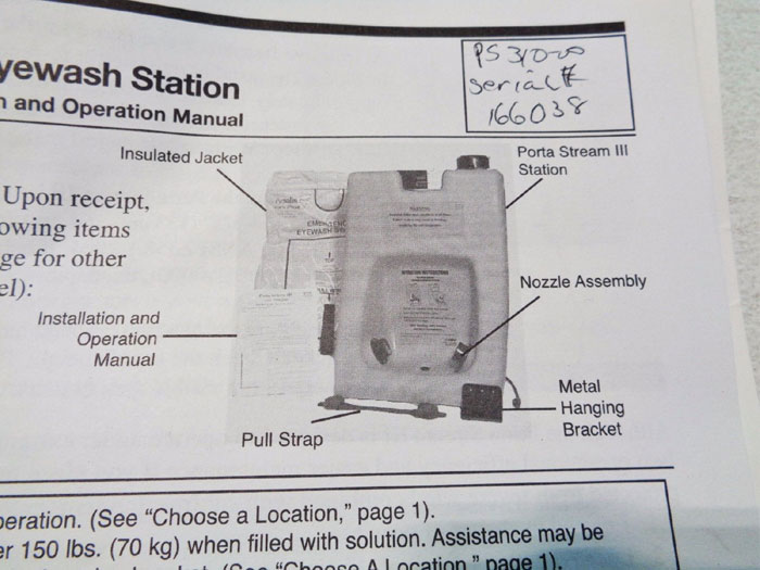 FENDALL PORTA STREAM III 15-MINUTE HEATED EMERGENCY EYEWASH STATION 310-00