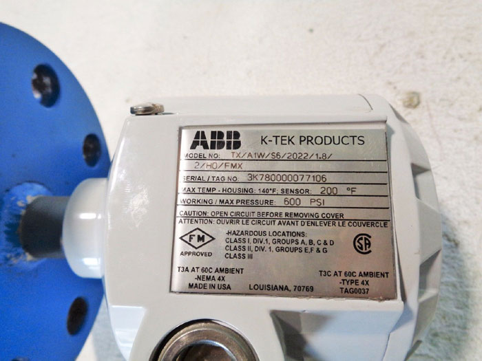 ABB KTEK THERMAL DISPERSION SWITCHES TX/A1W/S6/2022/1.8/2/H0/FMX