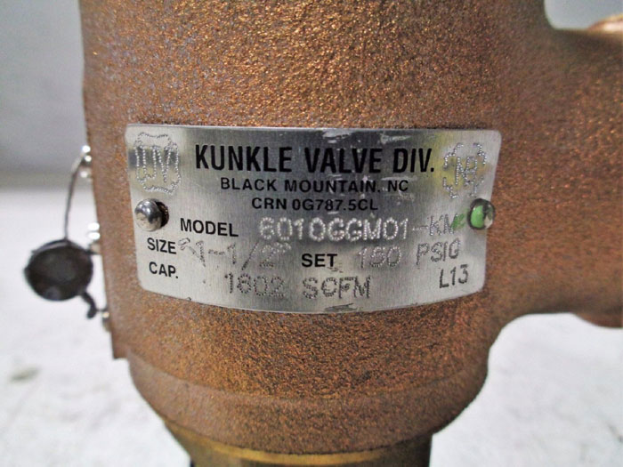 KUNKLE 1-1/2" SAFETY RELIEF VALVE 6010GGM01-KM