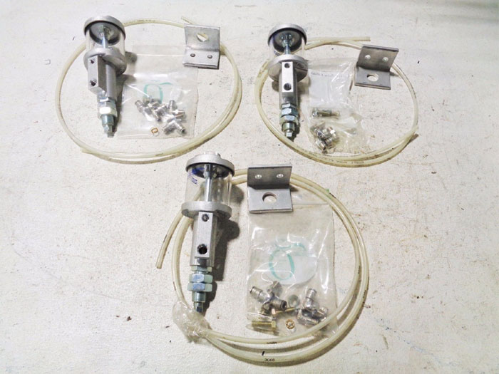 LOT OF (3) OIL RITE CORP CONSTANT LEVEL LUBRICATOR W/ PYREX RESERVOIR