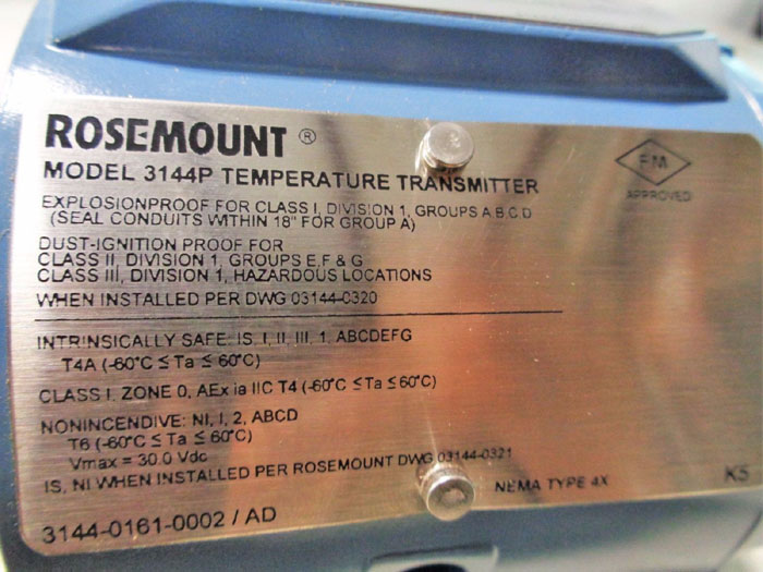 ROSEMOUNT TEMPERATURE TRANSMITTER 3144PD1A1K5B5