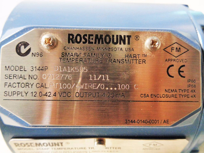 ROSEMOUNT TEMPERATURE TRANSMITTER 3144PD1A1K5B5