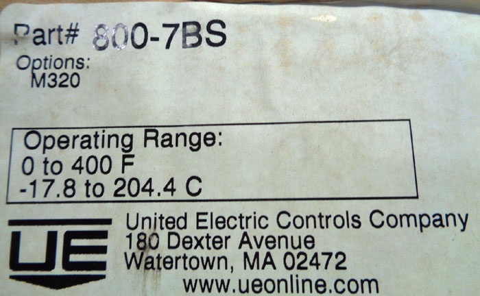 UNITED ELECTRIC INDICATING TEMPERATURE CONTROLLER 800-7BS