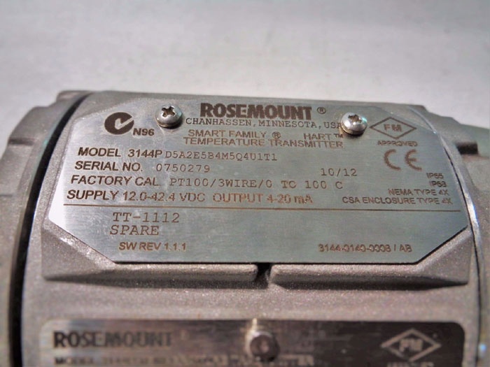 ROSEMOUNT 3144P STAINLESS STEEL TEMPERATURE TRANSMITTER 3144PD5A2E5B4M5Q4U1T1