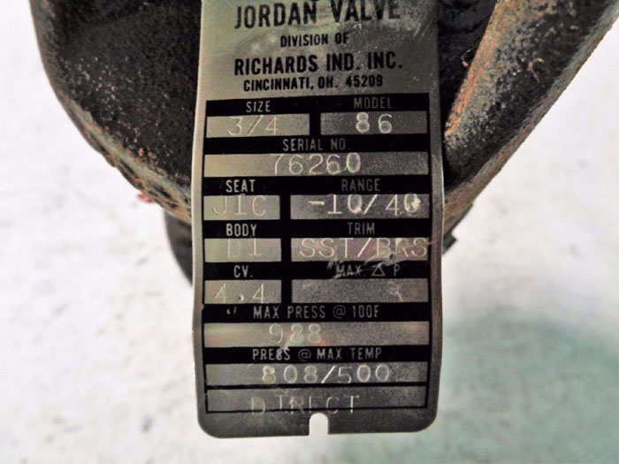 JORDAN VALVE MODEL 86 TEMPERATURE REGULATOR  3/4" OR 1"