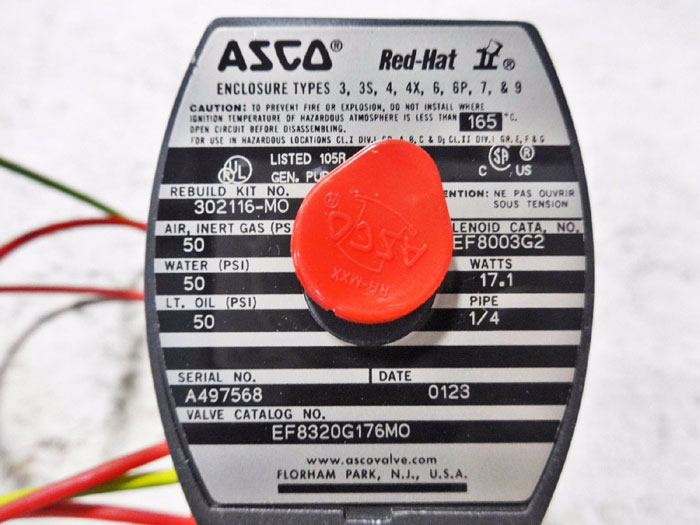 ASCO RED-HAT 3-WAY SOLENOID VALVE EF8320G176M0  EF8003G2