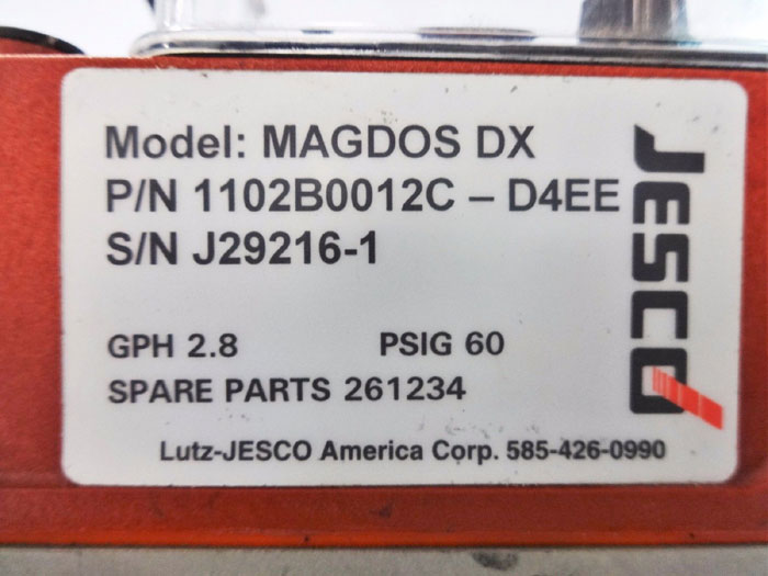 LUTZ JESCO MAGDOS DX DIAPHRAGM DOSING PUMP 1102B0012C-D4EE