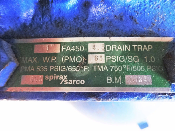 SPIRAX SARCO  1"  FA450-4.5 FLOAT OPERATED LIQUID DRAIN TRAP 66118A