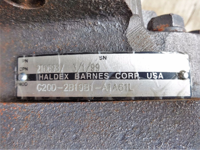 HALDEX BARNES HYDRAULIC GEAR PUMP G20D-2B19B1-A1A61L   CPN# 2106987