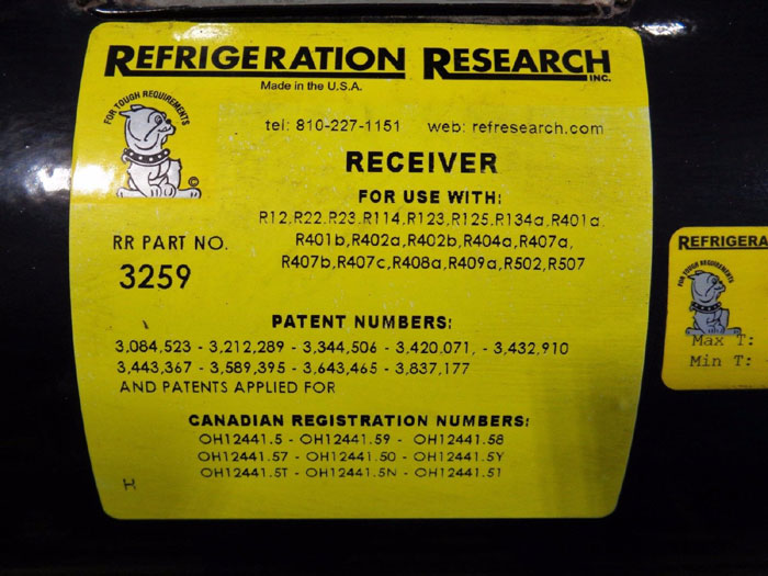 REFRIGERATION RESEARCH RECEIVER P/N: 3259