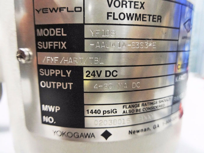 YOKOGAWA YEWFLO 3" 150# CF8M VORTEX FLOW METER YF-108