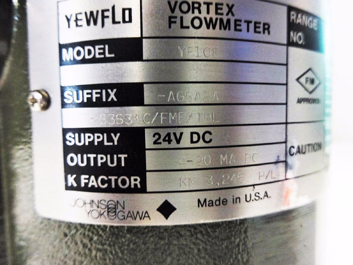 YOKOGAWA YEWFLO 3" 300# CF8M VORTEX FLOW METER YF-108