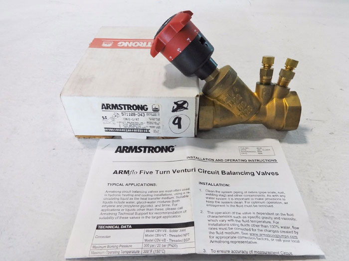 ARMSTRONG 1-1/4" ARMFLO VENTURI CIRCUIT BALANCING VALVE CBV1-1/4T 571109-343