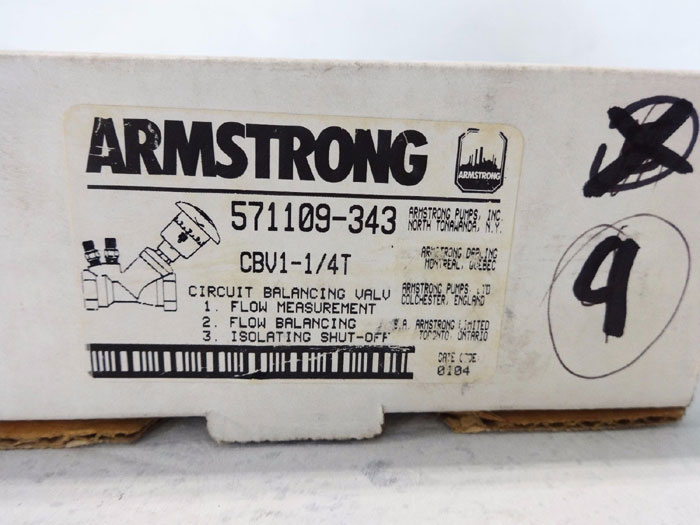 Armstrong 1-1/4" Armflo Venturi Circuit Balancing Valve CBV1-1/4T 571109-343