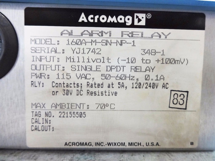 ACROMAG ALARM RELAY 160A-M-SN-NP-1