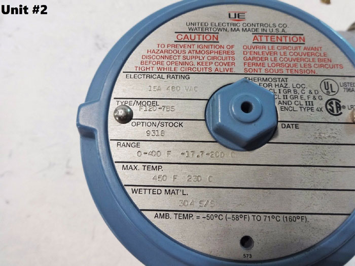 UNITED ELECTRIC TEMPERATURE SWITCH F1207BS