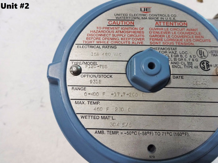 UNITED ELECTRIC TEMPERATURE SWITCH F120-7BS