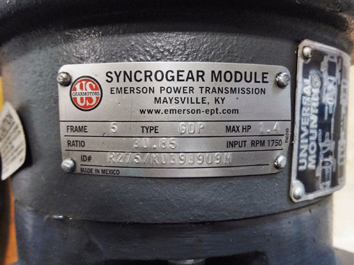 EMERSON US MOTORS GDP SYNCROGEAR & VAH VARIDRIVE GEAR DRIVE MOTOR