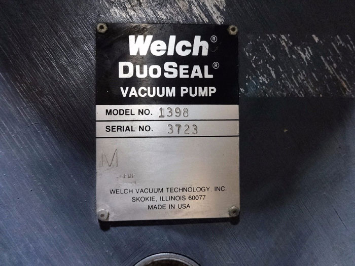 WELCH DUOSEAL VACUUM PUMP 1398 w/ GE MOTOR 5KS213AD206B & SQUARE D STARTER SBW13