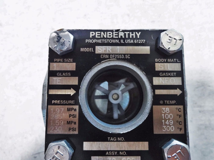 PENBERTHY 1" SIGHT FLOW INDICATOR W/ ROTATOR SFR 1