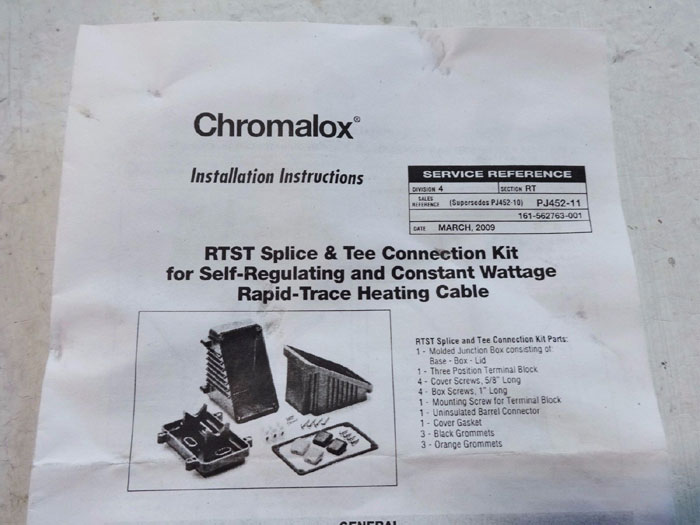 LOT OF (2) CHROMALOX RTST SPLICE & TEE CONNECTION KITS 389562