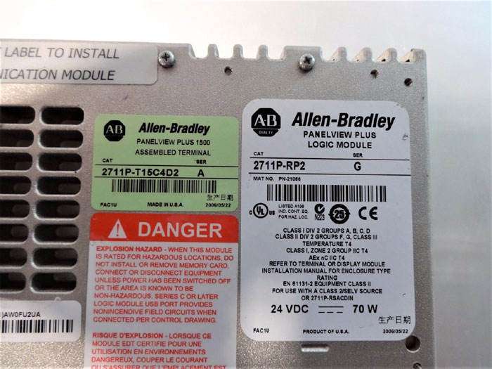 ALLEN BRADLEY PANELVIEW PLUS 1500 COLOR TOUCH DISPLAY SCREEN MODULE 2711P-RDT15C