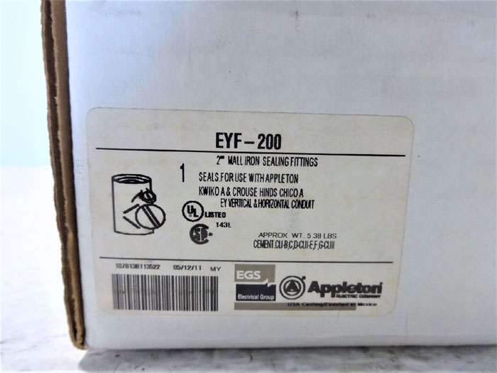 LOT OF (2) APPLETON 2" CONDUIT SEALING FITTING EYF-200