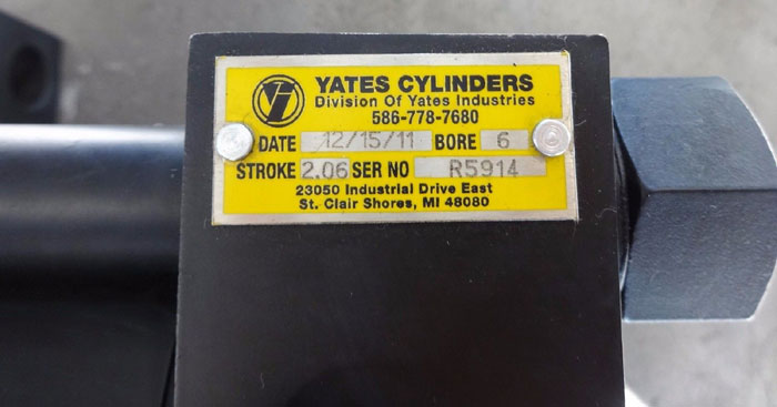 YATES HYDRAULIC CYLINDER R5914 BORE 6 STROKE 2.06