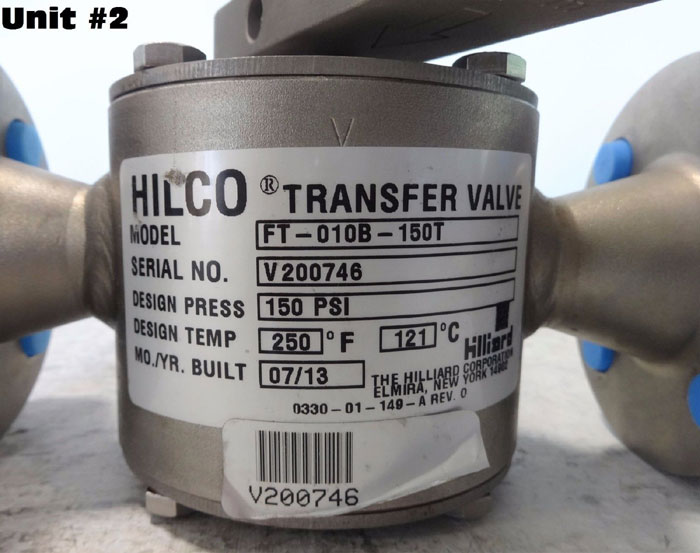 HILLARD HILCO 1" 150# 316SS 3-WAY FLANGED TRANSFER VALVE FT-010B-150T